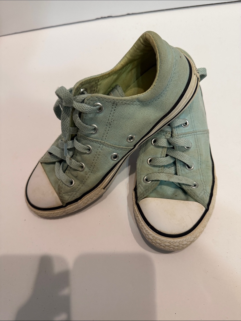 Classic Light Mint Canvas Kids Sneakers with Lace-Up Closure kids size 2